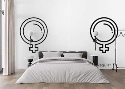 femenine icon. Thin, Light, Regular And Bold style design isolated on white background Wall mural