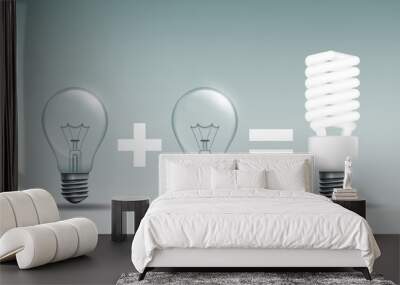 energy saving lamp and incandescent lamp on a dark background Wall mural