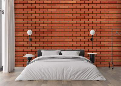 Red blank brick wall. Industrial construction. Textured background Wall mural