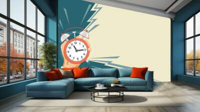 Ringing alarm clock is in the hand of a man Wall mural