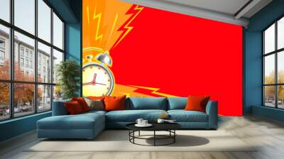 Ringing alarm clock on a background of empty banner for text. Vector stock illustration Wall mural