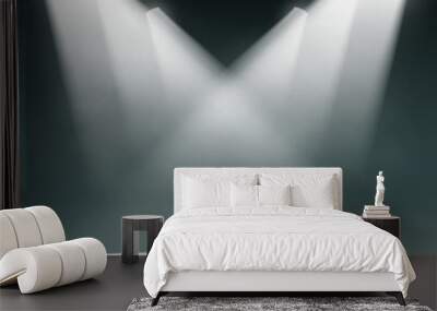 Round podium illuminated spotlights. Wall mural