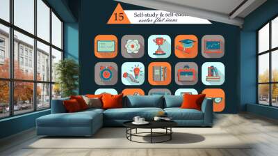 Self study and education themed icons set. Wall mural