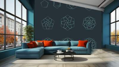 pentagon contour various sacred geometry set. Wall mural