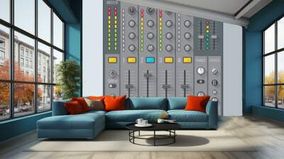 vector flat design sound dj mixer with knobs sliders Wall mural