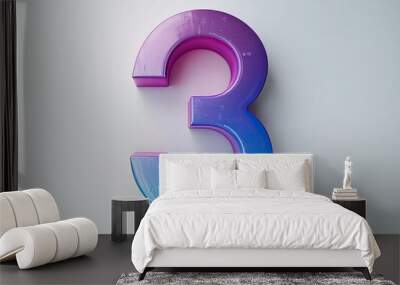 a purple and blue number 0 on a white background Wall mural