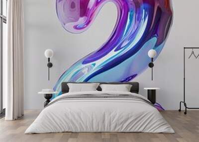 a purple and blue number 2 on a white background Wall mural