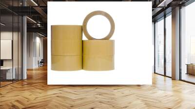 Brown tape on white background. Used for closing parcel boxes. Wall mural