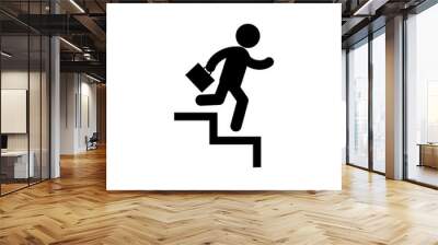 Businessman Going Down By Stair Steps Icon Wall mural