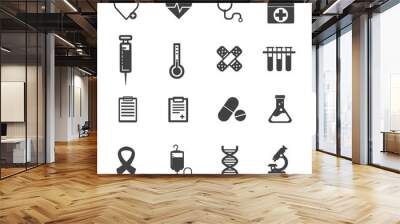 Medical Icons with White Background Wall mural