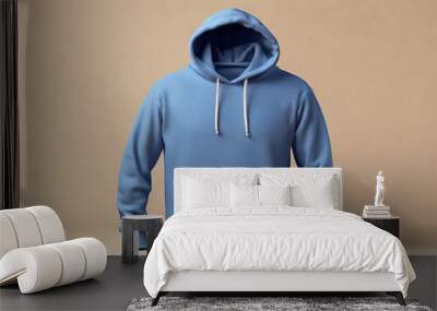 Blue soft blank cotton hoodie, shirt mockup  Wall mural