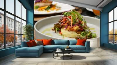 Exquisite dish, creative restaurant meal concept, fine dining food Wall mural