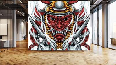 HANNYA MASK IN VECTOR ILLUSTRATION SUITABLE FOR YOUR NEEDS Wall mural