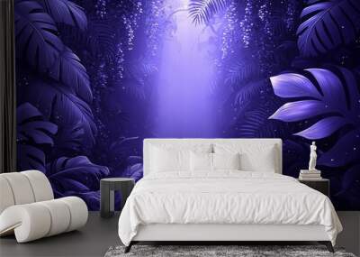 An ethereal pathway through a luminescent jungle, where vibrant foliage casts an enchanting glow Wall mural