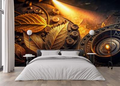 Dramatic contrast lighting highlighting intricate textures for a technical look Wall mural