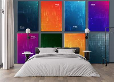 Abstract technology data visualization background. network futuristic wireframe. artificial intelligence. cyber security. visual information complexity. Intricate data threads plot. brochure cover . Wall mural