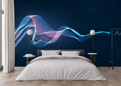 Blue light streak, fiber optic, speed line, futuristic background for 5g or 6g technology wireless data transmission, high-speed internet in abstract. internet network concept. vector design. Wall mural