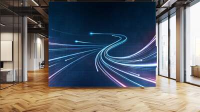 Blue light streak, fiber optic, speed line, futuristic background for 5g or 6g technology wireless data transmission, high-speed internet in abstract. internet network concept. vector design. Wall mural