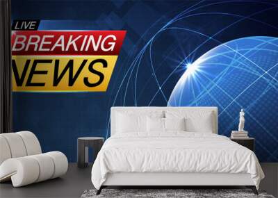 Breaking news background business or technology of world the template. breaking news text on dark blue with light effect. digital technology, TV news show broadcast. vector design. Wall mural