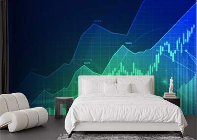 Candle stick graph chart of stock market investment trading, Bullish point, Bearish point. trend of graph vector design. Wall mural