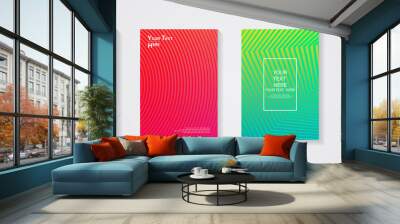 Minimal modern cover design. Dynamic colorful gradients. Future geometric patterns. Blue, pink, yellow, green, orange, purple placard poster template. Wall mural