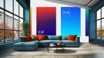 Minimal modern cover design. Dynamic colorful gradients. Future geometric patterns. Blue, pink, yellow, green, orange, purple placard poster template. Wall mural