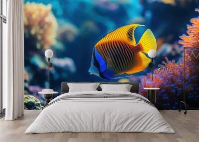 Vibrant Fish Swimming in Colorful Coral Reef Wall mural