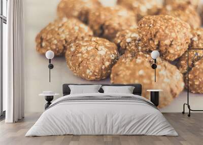 topview of homemade oat cookies on bakery paper Wall mural