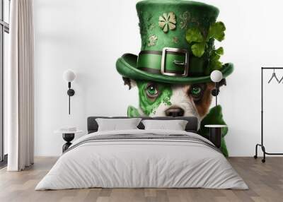 st patrick day, puppy,, green, Irish (ai generated) Wall mural