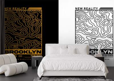 brooklyn typography slogan for t shirt. abstract design with the line wave style. vector print, typography, poster and screen printing. Wall mural