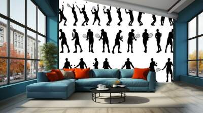 collection of different angle of silhouette male tennis player character , isolated vector for graphic resources
 Wall mural