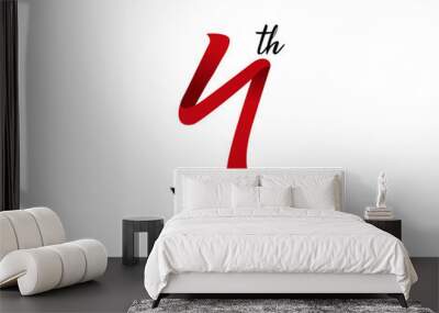 4 anniversary logo vector red ribbon Wall mural