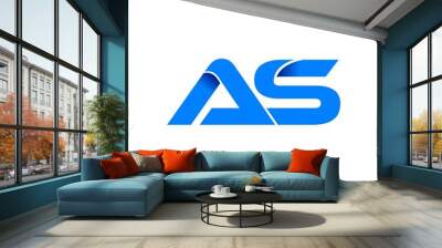 as logo initial logo vector modern blue fold style Wall mural