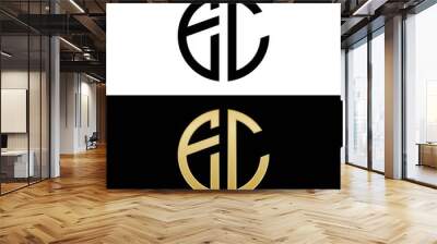 ec initial logo circle shape vector black and gold Wall mural