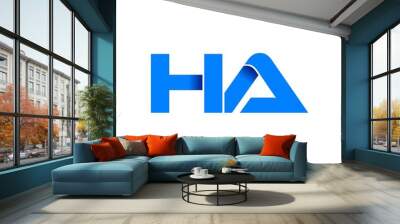 ha logo initial logo vector modern blue fold style Wall mural