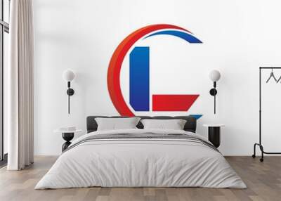 il logo vector modern initial swoosh circle blue and red Wall mural