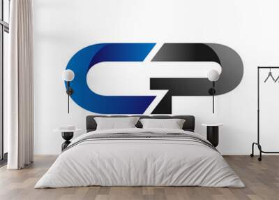 Modern Simple Initial Logo Vector Blue Grey cp Wall mural