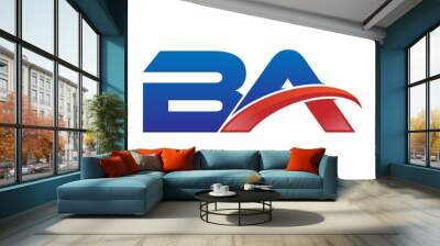 modern vector initial letters logo swoosh ba red blue Wall mural