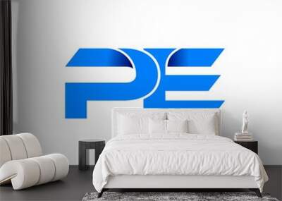 pe logo initial logo vector modern blue fold style Wall mural