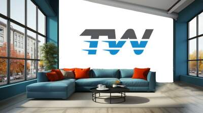 Simple Modern Dynamic Letter Initial Logo tw Wall mural