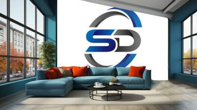 Simple Modern Initial Logo Vector Circle Swoosh sd Wall mural