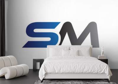 Simple Modern letters Initial Logo sm Wall mural