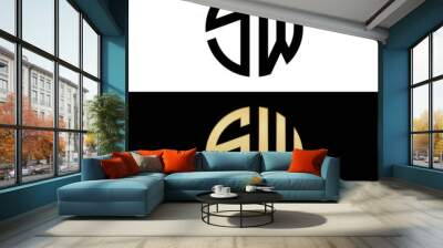 sw initial logo circle shape vector black and gold Wall mural