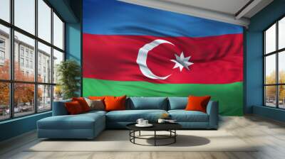 AZERBAIJAN Realistic Waving Flag Background Wall mural