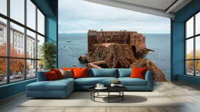 Old stone Fort of the Berlengas on an island at the sea  Wall mural