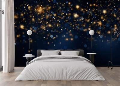 Abstract night sky with glittering stars and bokeh blurred light sparkles on background. Christmas dreamy background. Generative Ai Wall mural