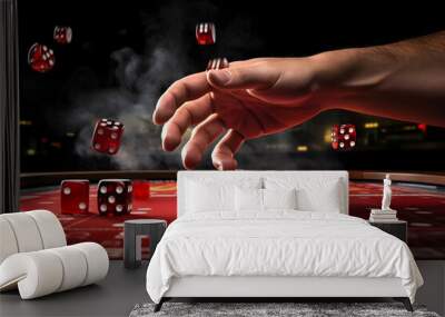 They roll the dice on the table in the casino. Gambling image Wall mural