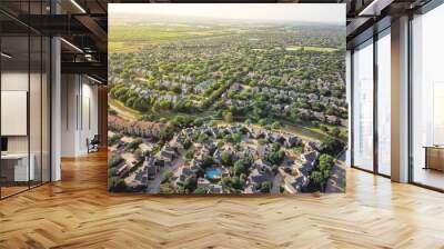 top view urban sprawl in dallas-fort worth area. apartment building complex and suburban tightly pac Wall mural