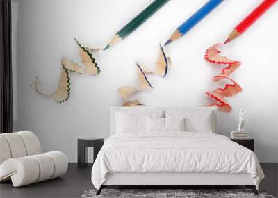 close up of color pencils with different color over white backgr Wall mural