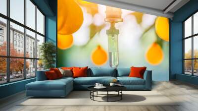 IV drip vitamin treatments infusion drop intravenous medical use booster’s beauty supplement therapy concept. Wall mural